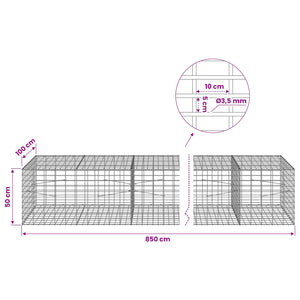 Γκαμπιόν με σύρμα 3,5 mm και πλέγμα 5x10 cm 850x100x50 εκ. - Pakobazaar