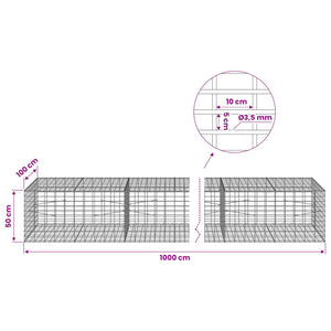 Γκαμπιόν με σύρμα 3,5 mm και πλέγμα 5x10 cm 1000x100x50 εκ