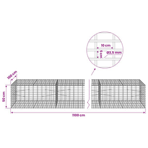 Γκαμπιόν με σύρμα 3,5 mm και πλέγμα 5x10 cm 1100x100x50 εκ - Pakobazaar