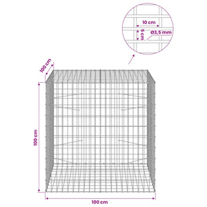 Γκαμπιόν με σύρμα 3,5 mm και πλέγμα 5x10 cm 100x100x100 εκ. - Pakobazaar
