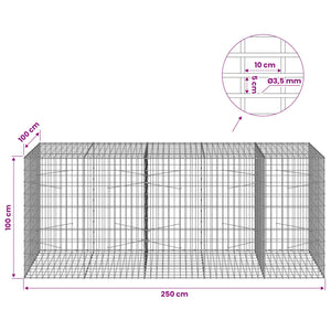Γκαμπιόν με σύρμα 3,5 mm και πλέγμα 5x10 cm 250x100x100 εκ.