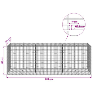 Γκαμπιόν με σύρμα 3,5 mm και πλέγμα 5x10 cm 300x100x100 εκ. - Pakobazaar