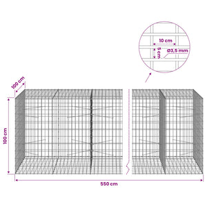 Γκαμπιόν με σύρμα 3,5 mm και πλέγμα 5x10 cm 550x100x100 εκ