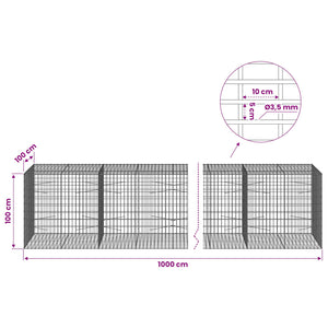 Γκαμπιόν με σύρμα 3,5 mm και πλέγμα 5x10 cm 1000x100x100 εκ.