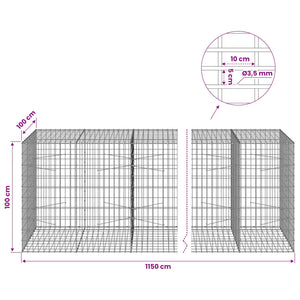 Γκαμπιόν με σύρμα 3,5 mm και πλέγμα 5x10 cm 1150x100x100 εκ.