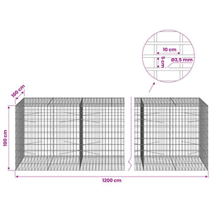 Γκαμπιόν με σύρμα 3,5 mm και πλέγμα 5x10 cm 1200x100x100 εκ - Pakobazaar