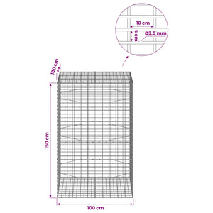 Γκαμπιόν με σύρμα 3,5 mm και πλέγμα 5x10 cm 100x100x150 εκ - Pakobazaar