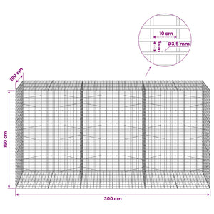 Γκαμπιόν με σύρμα 3,5 mm και πλέγμα 5x10 cm 300x100x150 εκ - Pakobazaar