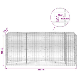 Γκαμπιόν με σύρμα 3,5 mm και πλέγμα 5x10 cm 350x100x150 εκ.