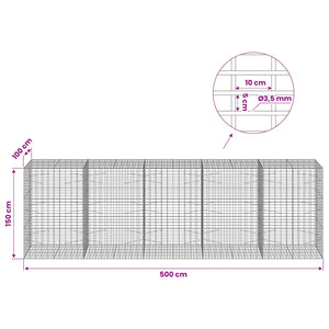 Γκαμπιόν με σύρμα 3,5 mm και πλέγμα 5x10 cm 500x100x150 εκ.