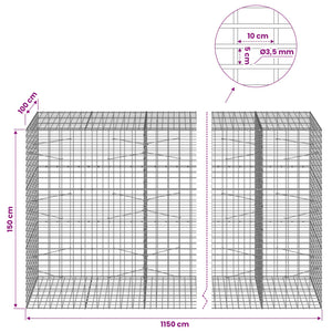 Γκαμπιόν με σύρμα 3,5 mm και πλέγμα 5x10 cm 1150x100x150 εκ. - Pakobazaar