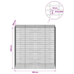 Γκαμπιόν με σύρμα 3,5 mm και πλέγμα 5x10 cm 200x100x200 εκ - Pakobazaar