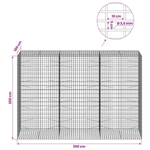 Γκαμπιόν με σύρμα 3,5 mm και πλέγμα 5x10 cm 300x100x200 εκ - Pakobazaar