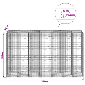 Γκαμπιόν με σύρμα 3,5 mm και πλέγμα 5x10 cm 350x100x200 εκ.