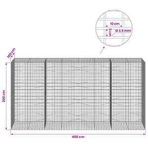 Γκαμπιόν με σύρμα 3,5 mm και πλέγμα 5x10 cm 400x100x200 εκ - Pakobazaar