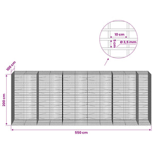 Γκαμπιόν με σύρμα 3,5 mm και πλέγμα 5x10 cm 550x100x200 εκ. - Pakobazaar