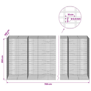 Γκαμπιόν με σύρμα 3,5 mm και πλέγμα 5x10 cm 700x100x200 εκ. - Pakobazaar