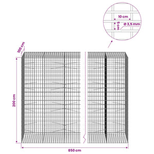 Γκαμπιόν με σύρμα 3,5 mm και πλέγμα 5x10 cm 850x100x200 εκ - Pakobazaar