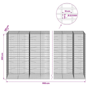 Γκαμπιόν με σύρμα 3,5 mm και πλέγμα 5x10 cm 950x100x200 εκ - Pakobazaar