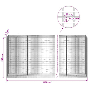 Γκαμπιόν με σύρμα 3,5 mm και πλέγμα 5x10 cm 1000x100x200 εκ