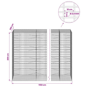 Γκαμπιόν με σύρμα 3,5 mm και πλέγμα 5x10 cm 1150x100x200 εκ - Pakobazaar