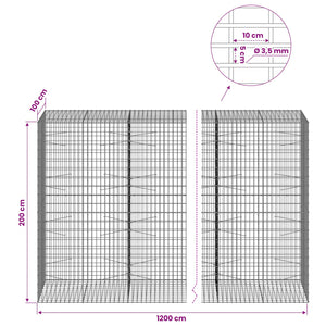Γκαμπιόν με σύρμα 3,5 mm και πλέγμα 5x10 cm 1200x100x200 εκ.