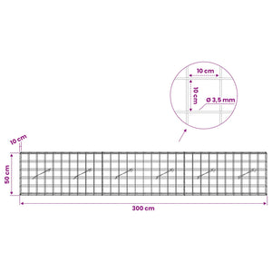 Γκαμπιόν με σύρμα 3,5 mm και πλέγμα 10x10 cm 300x10x50 εκ