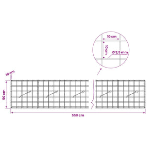 Γκαμπιόν με σύρμα 3,5 mm και πλέγμα 10x10 cm 550x10x50 εκ - Pakobazaar