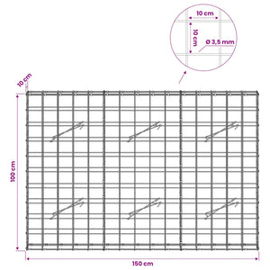 Γκαμπιόν με σύρμα 3,5 mm και πλέγμα 10x10 cm 150x10x100 εκ - Pakobazaar