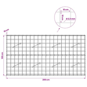 Γκαμπιόν με σύρμα 3,5 mm και πλέγμα 10x10 cm 200x10x100 εκ