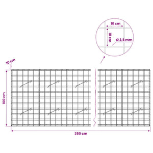 Γκαμπιόν με σύρμα 3,5 mm και πλέγμα 10x10 cm 350x10x100 εκ