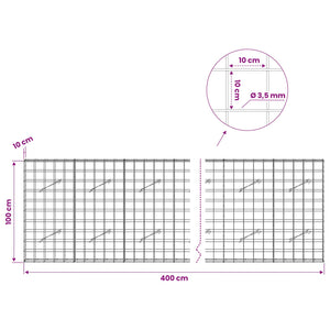 Γκαμπιόν με σύρμα 3,5 mm και πλέγμα 10x10 cm 400x10x100 εκ - Pakobazaar