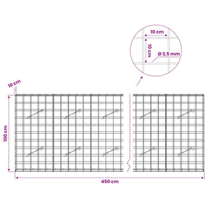 Γκαμπιόν με σύρμα 3,5 mm και πλέγμα 10x10 cm 450x10x100 εκ. - Pakobazaar