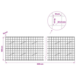 Γκαμπιόν με σύρμα 3,5 mm και πλέγμα 10x10 cm 600x10x100 εκ - Pakobazaar