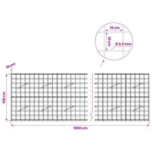 Γκαμπιόν με σύρμα 3,5 mm και πλέγμα 10x10 cm 1000x10x100 εκ.
