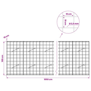 Γκαμπιόν με σύρμα 3,5 mm και πλέγμα 10x10 cm 1050x10x100 εκ. - Pakobazaar