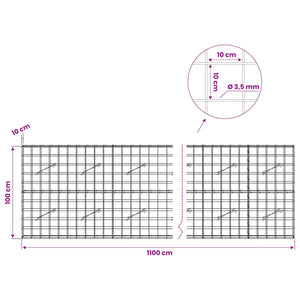 Γκαμπιόν με σύρμα 3,5 mm και πλέγμα 10x10 cm 1100x10x100 εκ