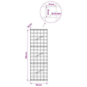 Γκαμπιόν με σύρμα 3,5 mm και πλέγμα 10x10 cm 50x10x150 εκ. - Pakobazaar