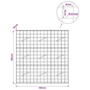 Γκαμπιόν με σύρμα 3,5 mm και πλέγμα 10x10 cm 150x10x150 εκ - Pakobazaar