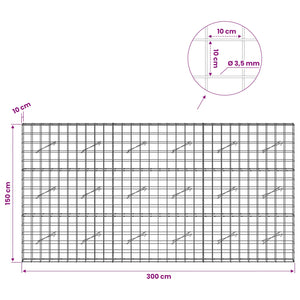 Γκαμπιόν με σύρμα 3,5 mm και πλέγμα 10x10 cm 300x10x150 εκ - Pakobazaar