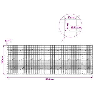 Γκαμπιόν με σύρμα 3,5 mm και πλέγμα 10x10 cm 450x10x150 εκ - Pakobazaar
