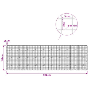 Γκαμπιόν με σύρμα 3,5 mm και πλέγμα 10x10 cm 500x10x150 εκ - Pakobazaar