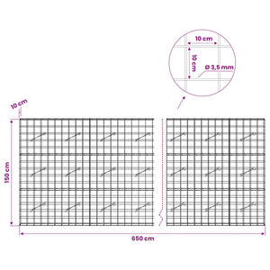 Γκαμπιόν με σύρμα 3,5 mm και πλέγμα 10x10 cm 650x10x150 εκ - Pakobazaar