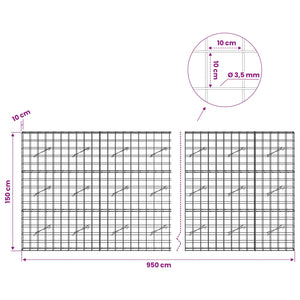 Γκαμπιόν με σύρμα 3,5 mm και πλέγμα 10x10 cm 950x10x150 εκ - Pakobazaar