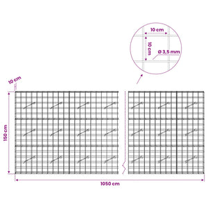 Γκαμπιόν με σύρμα 3,5 mm και πλέγμα 10x10 cm 1050x10x150 εκ