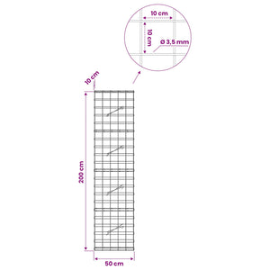 Γκαμπιόν με σύρμα 3,5 mm και πλέγμα 10x10 cm 50x10x200 εκ - Pakobazaar