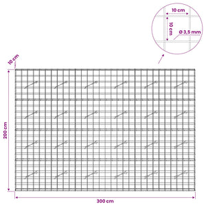 Γκαμπιόν με σύρμα 3,5 mm και πλέγμα 10x10 cm 300x10x200 εκ - Pakobazaar