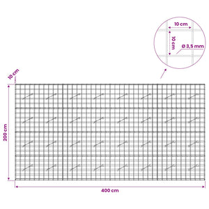 Γκαμπιόν με σύρμα 3,5 mm και πλέγμα 10x10 cm 400x10x200 εκ
