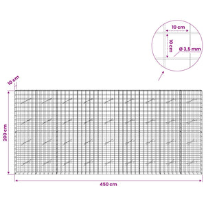 Γκαμπιόν με σύρμα 3,5 mm και πλέγμα 10x10 cm 450x10x200 εκ - Pakobazaar