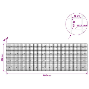 Γκαμπιόν με σύρμα 3,5 mm και πλέγμα 10x10 cm 600x10x200 εκ - Pakobazaar